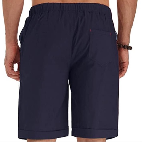 BRAND NEW MENS NAVY LINEN SHORTS NWT - Picture 3 of 4